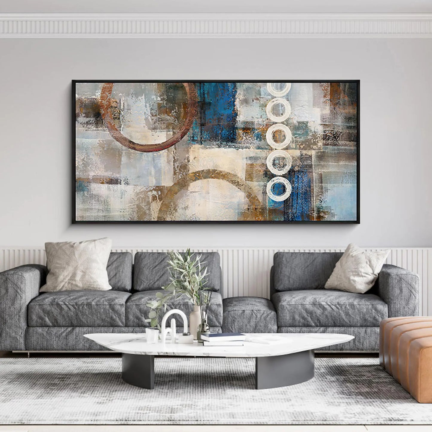 yiijeah Large Black Frame Abstract Wall Art for Living Room - Canvas Painting Picture Artwork for Wall - Bedroom Wall Decor Living Room - Modern Office Wall Art 24x48