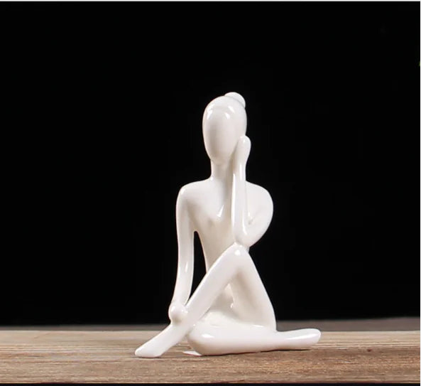 Abstract Yoga Girl Ceramic Home Decor Figurine