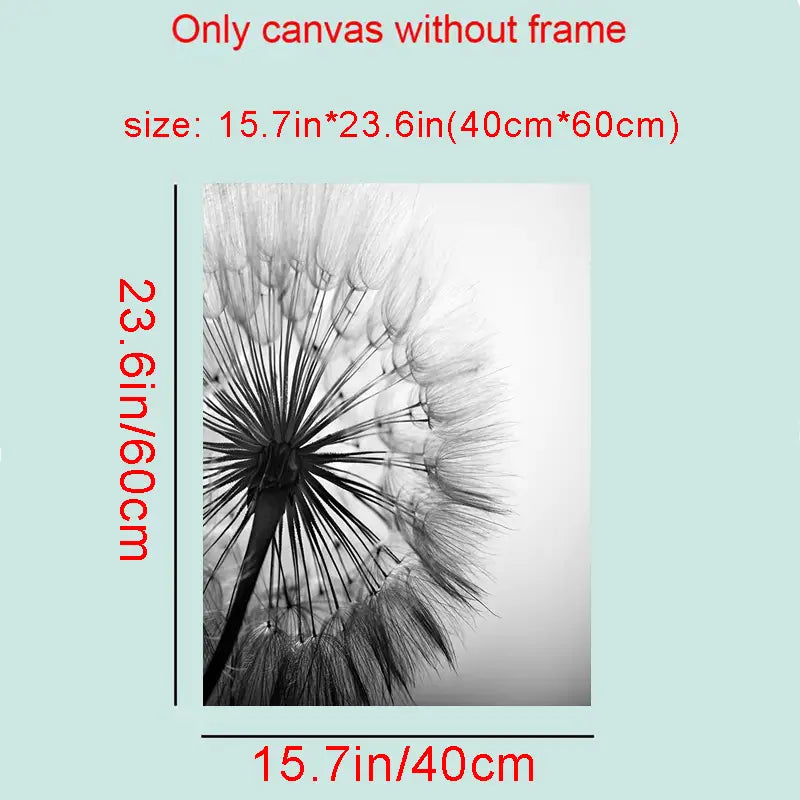 3pcs Black and White Dandelion Flower Wall Posters