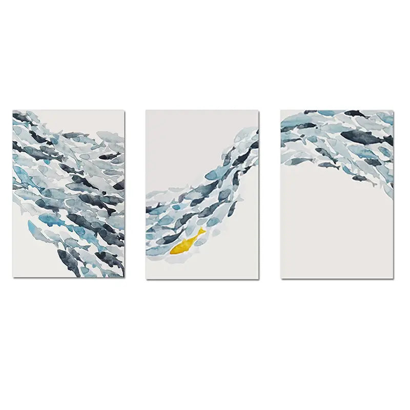 3pc Watercolor Fish Wall Art Canvas Posters (No Frames)