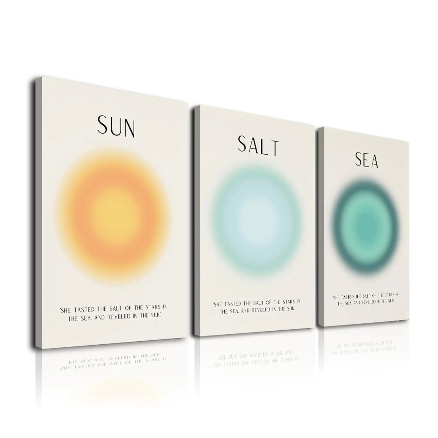 Framed Set of 3 Aura Beach Wall Art Sun Salt Sea Aura Aesthetic Wall Decor Living RoomTrendy Abstract Coastal Wall Art DecorMinimalist Beachy Art Pritns Modern Wall Decor Bedroom Bathroom Decoration12x16inch
