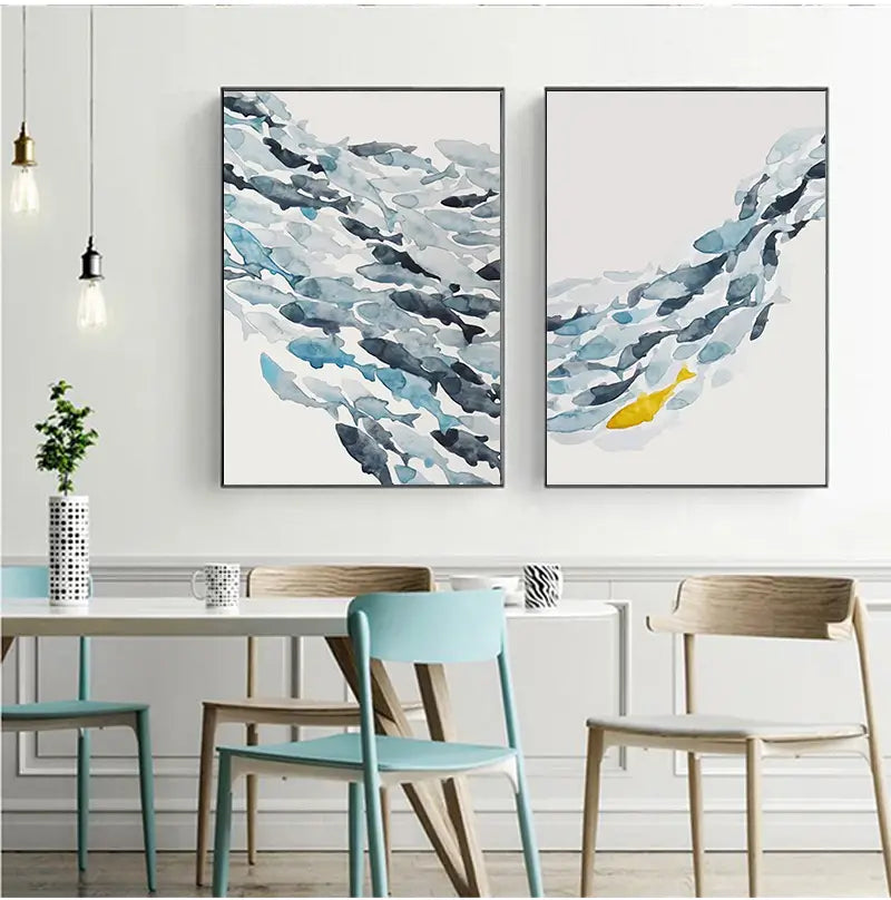 3pc Watercolor Fish Wall Art Canvas Posters (No Frames)