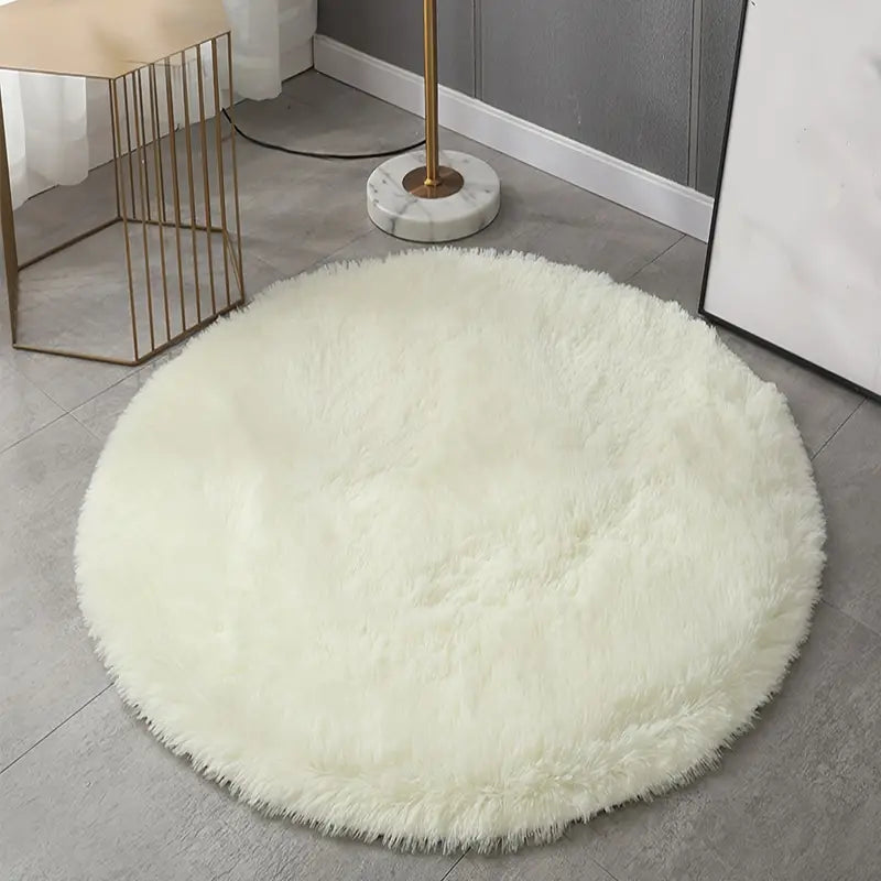 Round Plush Carpet Mat for Living Room Decor (31.5in)