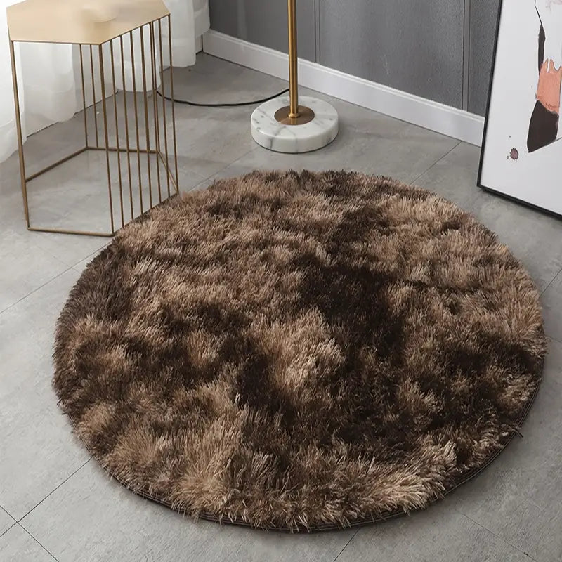 Round Plush Carpet Mat for Living Room Decor (31.5in)