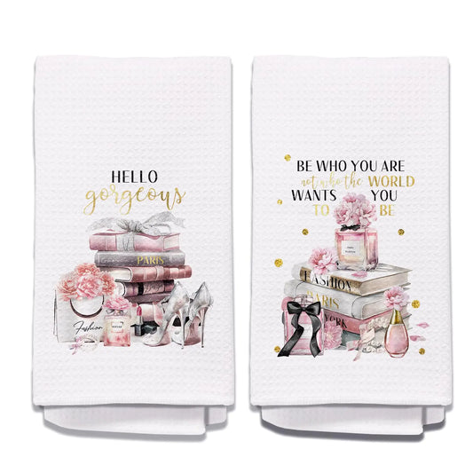 Yomisex Pink and Gold Bathroom Decor Black and Pink Bathroom Decor Pink Bathroom Decor Pink Bathroom Accessories Set of 2 Pink Hand Towels Pink Bathroom Decor Pink Decor for Bathroom