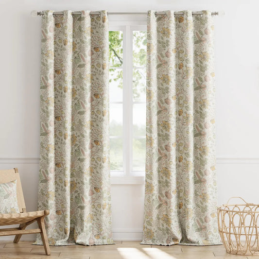 jinchan 100% Blackout Curtains 96 Inch Long Yellow Floral Blackout Curtains for Bedroom Farmhouse Country Curtains for Living Room Room Darkening Curtains Grommet Top Window Drapes Set 2 Panels