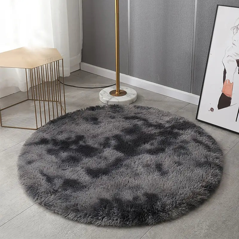 Round Plush Carpet Mat for Living Room Decor (31.5in)