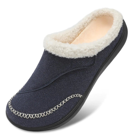 LeIsfIt Slippers for Women Wide Diabetic Slippers Memory Foam House Slippers Adjustable Arthritis Edema House Shoes Bedroom Slippers Navy Size 7