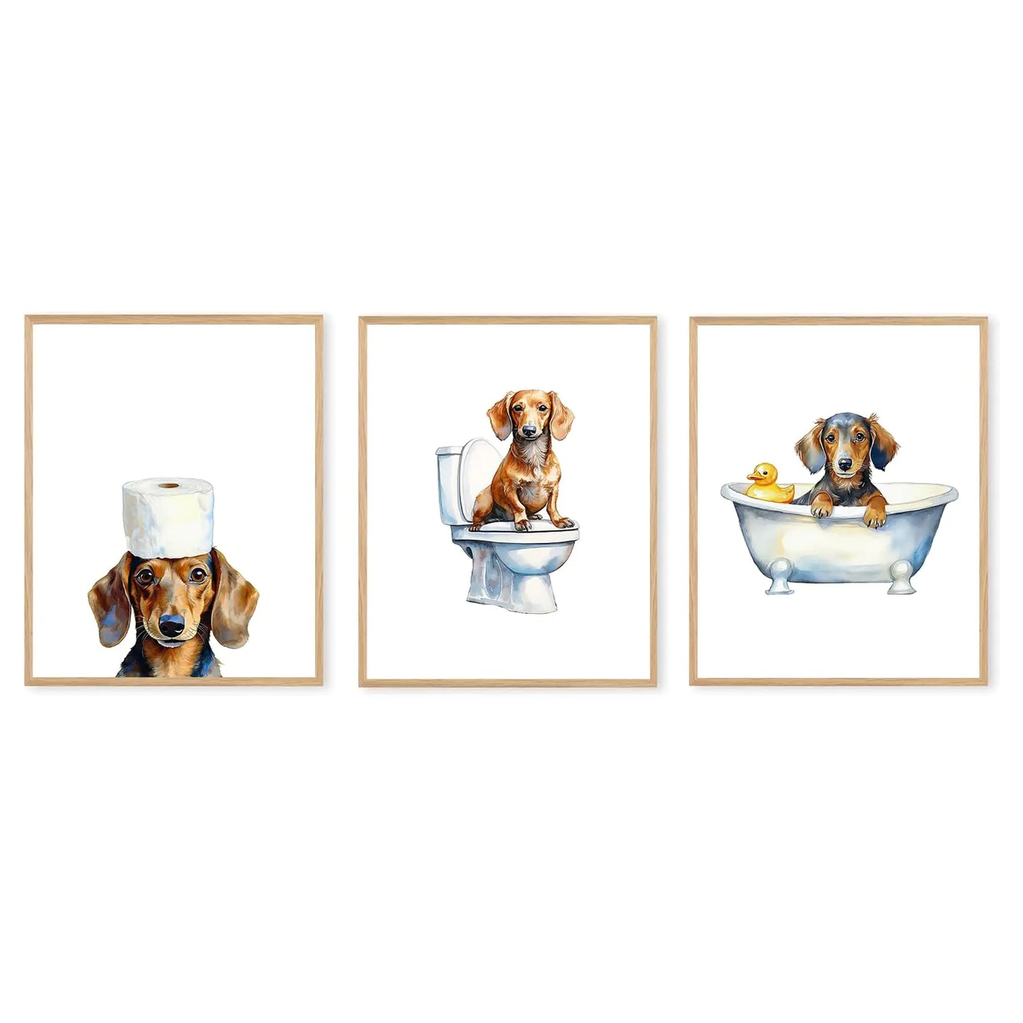 Boat Wades Dachshund Dog Bathroom Unframed Wall Art PrintsFunny Bathroom Dog Posters & Prints For Kids Bathroom Toilet Home House Living Room Decor Dachshund Dog Wall Art Prints 8x10 Set Of 3