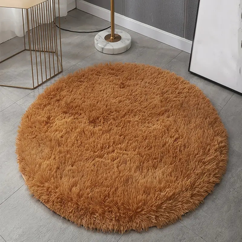 Round Plush Carpet Mat for Living Room Decor (31.5in)
