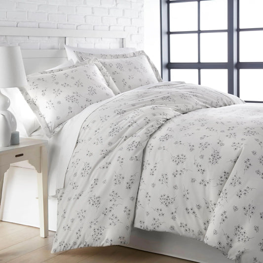 Southshore Fine Living Inc. Floral Duvet Cover Queen Size/Full Size Hotel Quality Bedding Set Easy Care Full/Queen Duvet Cover Full Set with 2 Matching Pillow Shams - Sweet Florals Grey
