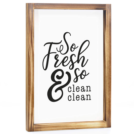 So Fresh And So Clean Sign 11x16 Inch Farmhouse Bathroom Decor Wall So Fresh So Clean Wall Art Small Bathroom Sign Rustic Farmhouse Bathroom Wall Decor Funny Bath Room Sign with Wood Frame