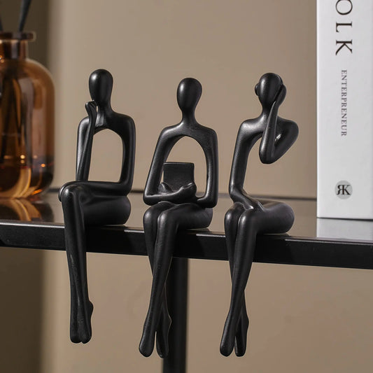 XINXUAN Black Decor Statue Abstract Resin Sculpture Ornament Art Figurine Modern Home DéCor Accents Office Decor Bookshelf Decor TV Stand Table Decorations for Living Room