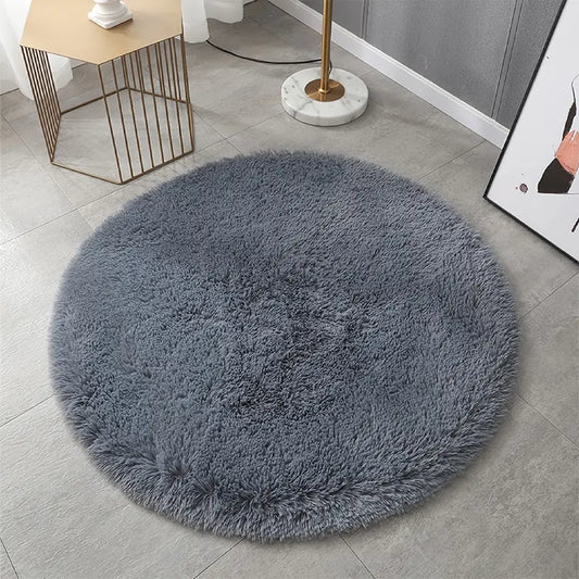 Round Plush Carpet Mat for Living Room Decor (31.5in)