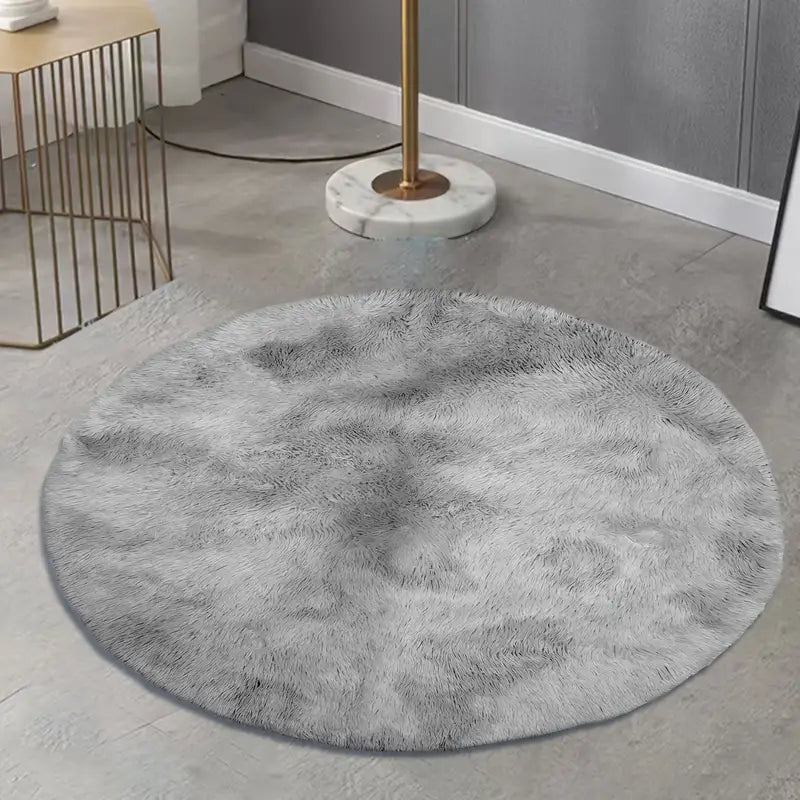 Round Plush Carpet Mat for Living Room Decor (31.5in)