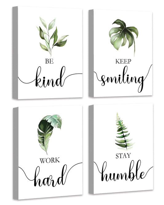 Boho Botanical Plant Inspirational Wall Decor Motivational Wall Art Office & Bedroom Wall Decor Positive Quotes & Sayings Daily Affirmations for Men 8x10 inch (20x25 cmWooden Frames)