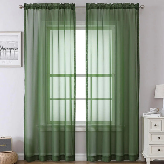 Airwill Sheer Curtains 84 Inches Length 2 Panels Set Sheer Sage Green Curtains Light Filtering Rod Pocket Window Sheer Curtain Panels Elegant Curtains & Drapes for Bedroom(Sage Green 42" W x 84" L)