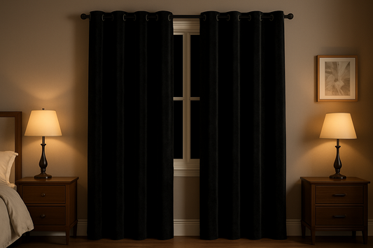 Victree Black Velvet Curtains for Bedroom Blackout Curtains 42 x 84 inch Length - Room Darkening Sun Light Blocking Grommet Window Drapes for Living Room 2 Panels