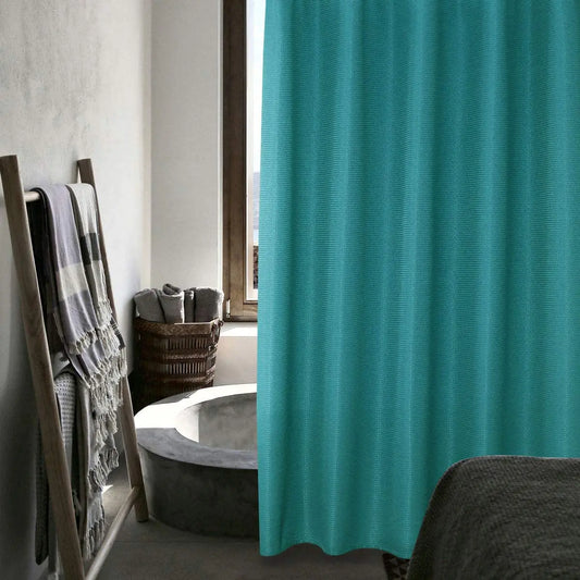 SPXTEX Teal Blue Shower Curtains for Bathroom 78 inches Long Waffle Waterproof Shower Curtains Farmhouse Modern Square Textured Shower Curtains with Hooks for Bathroom Decorative Shower Room 72" X 78"